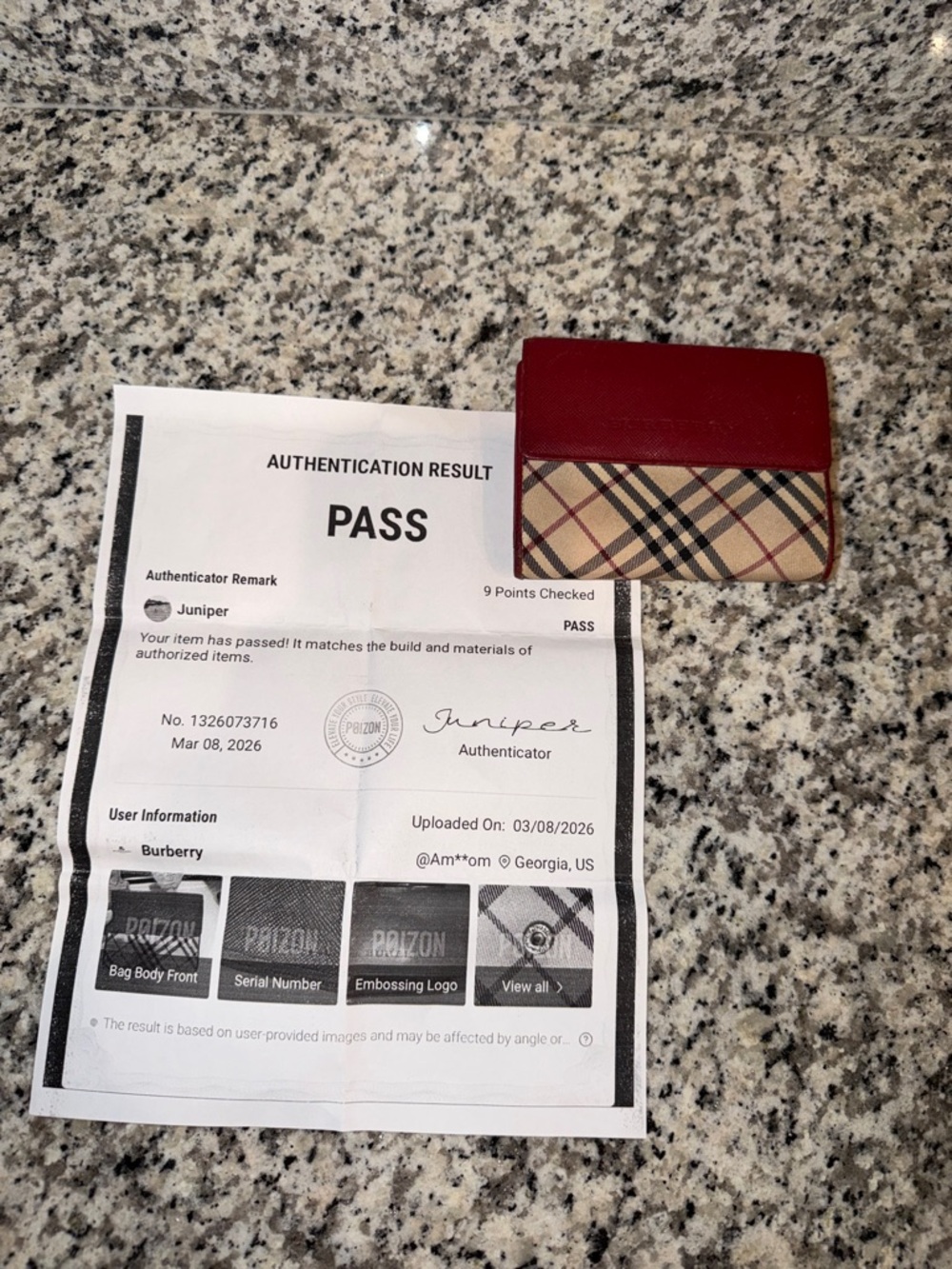 🔥Authentic Burberry Red Saffiano & Haymarket Check Wallet🔥 Take Her Home!